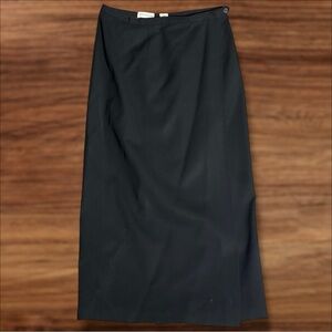 Ann Taylor Women’s Vintage Wool True Full-Wrap Maxi Pencil Skirt - Black - 12
